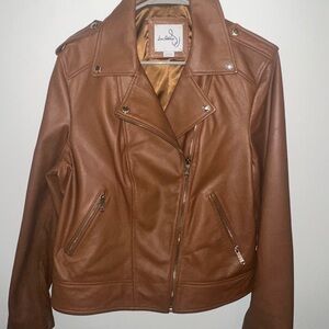 Brown Leather Biker Jack